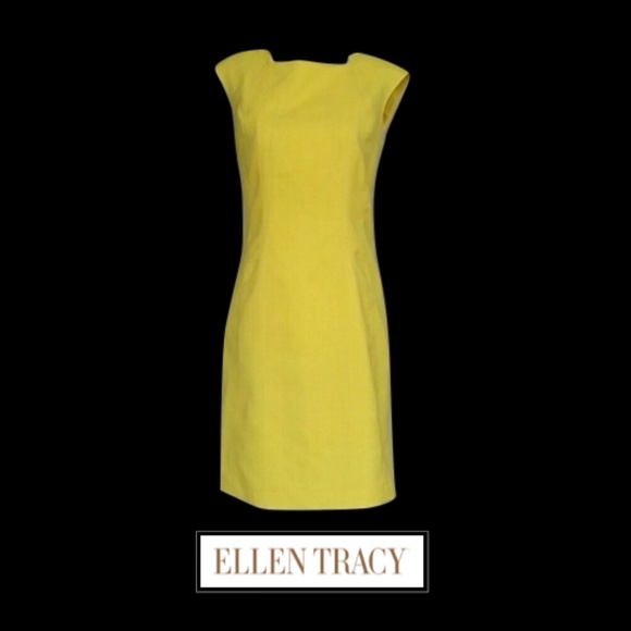Ellen Tracy Dresses & Skirts - Ellen Tracy Yellow Cap Sleeve Sheath Dress
